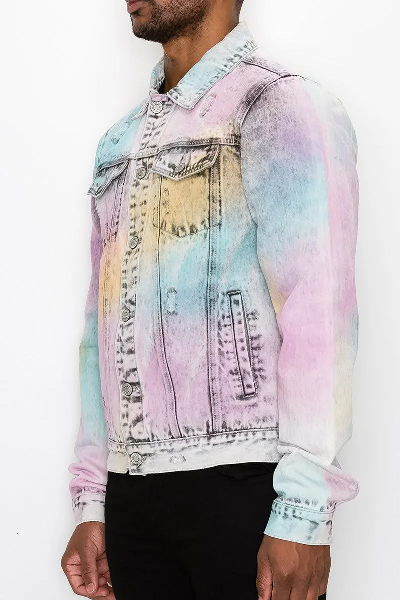 Multi Color Airbrushed Denim Jacket