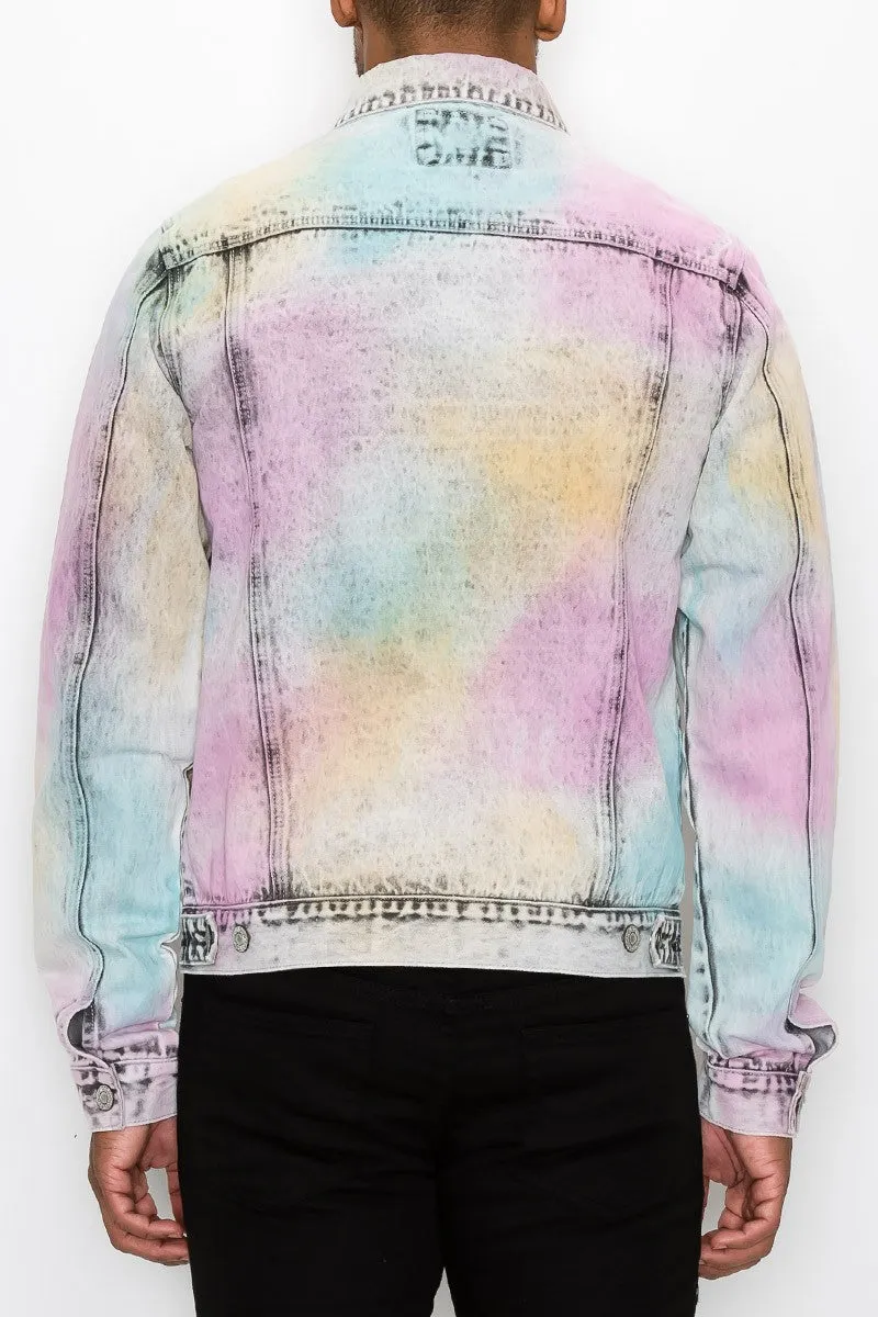 Multi Color Airbrushed Denim Jacket