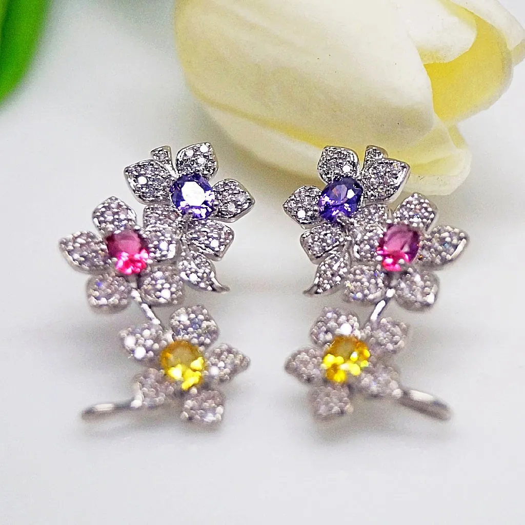 Multi Color Flower Studs