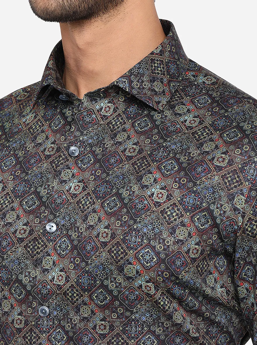 Multicolor Printed Slim Fit Party Wear Shirt | Wyre