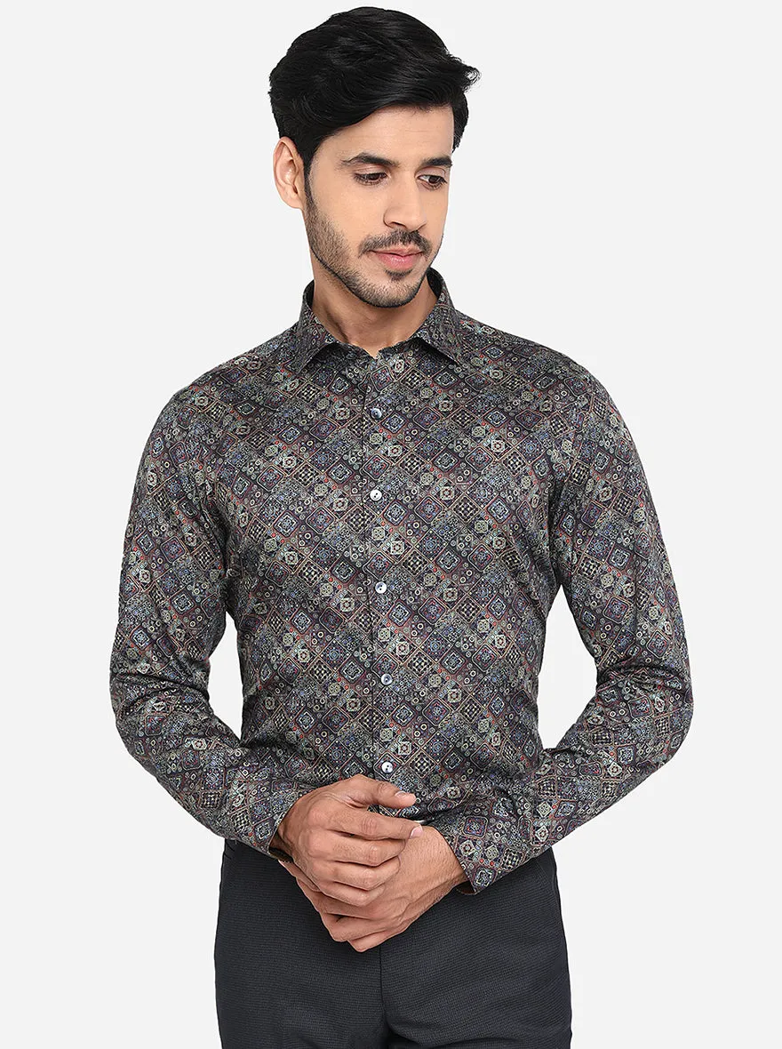 Multicolor Printed Slim Fit Party Wear Shirt | Wyre