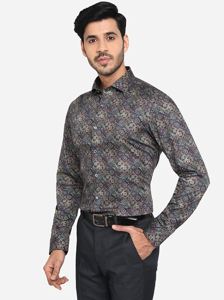Multicolor Printed Slim Fit Party Wear Shirt | Wyre