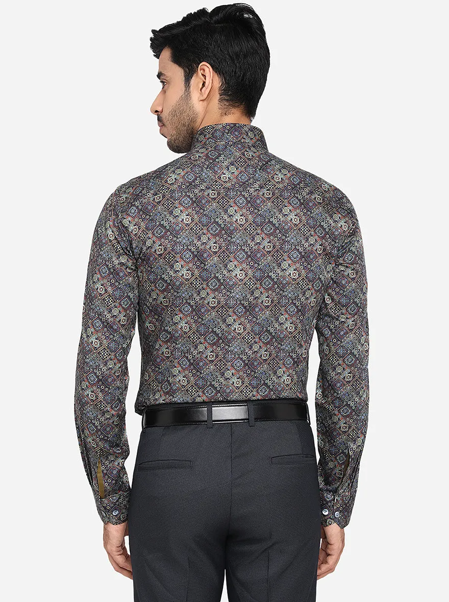 Multicolor Printed Slim Fit Party Wear Shirt | Wyre
