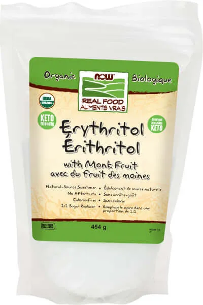 Now Organic Erythritol with Monk Fruit 454 Grams