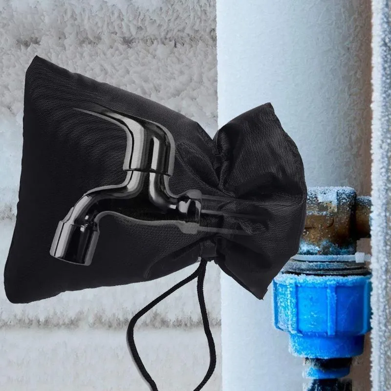 Outdoor Faucet Frost Cover - Oxford Cloth Rope Model Black