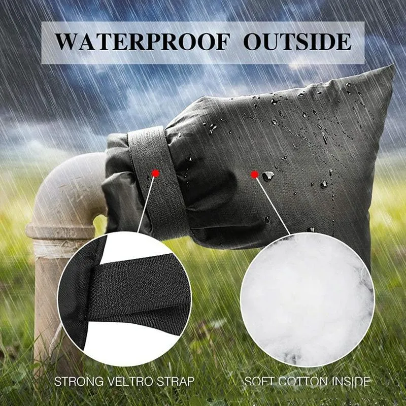 Outdoor Faucet Frost Protection Cover - Oxford Cloth Hook And Loop Fastener Black