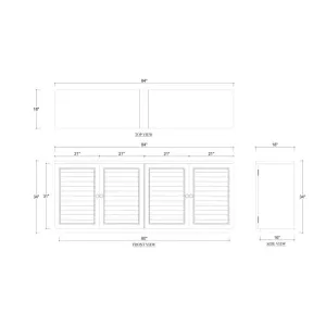 Oxford Shutter 4 Door Sideboard In Ocean Blue - In Store