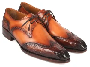 Paul Parkman Goodyear Welted Wingtip Derby Shoes Olive / Tan