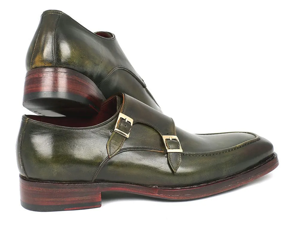 Paul Parkman Men's Goodyear Welted Double Monkstraps in Green