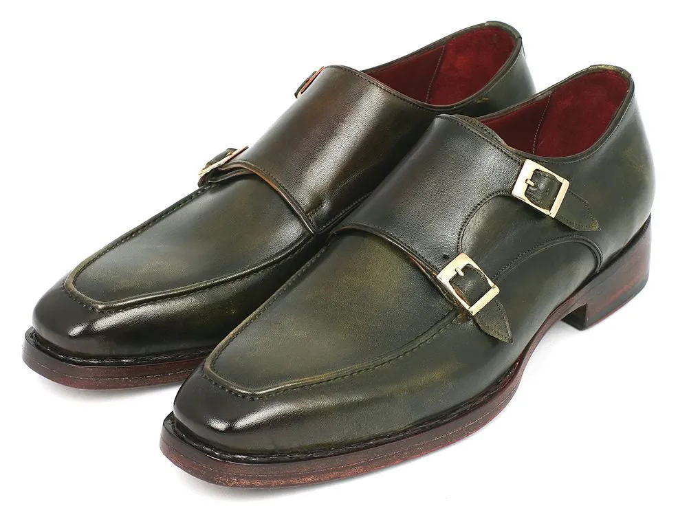 Paul Parkman Men's Goodyear Welted Double Monkstraps in Green