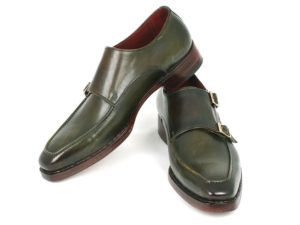 Paul Parkman Men's Goodyear Welted Double Monkstraps in Green