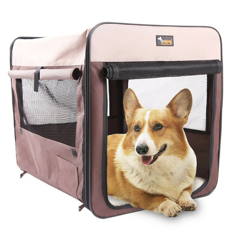 Pet Carrier Bag Soft Dog Crate Cage Kennel Tent House Foldable Portable Car Bed Grey 46x38x41CM