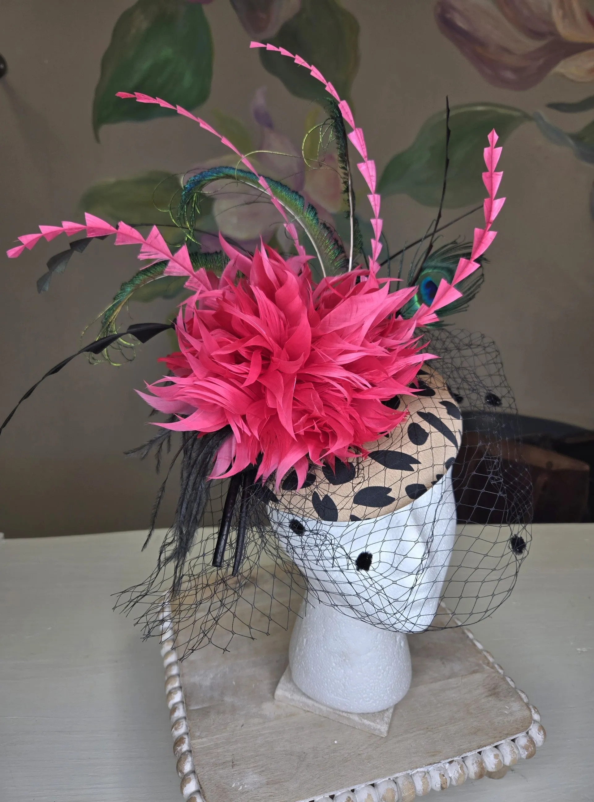 Pink Cheetah Fascinator