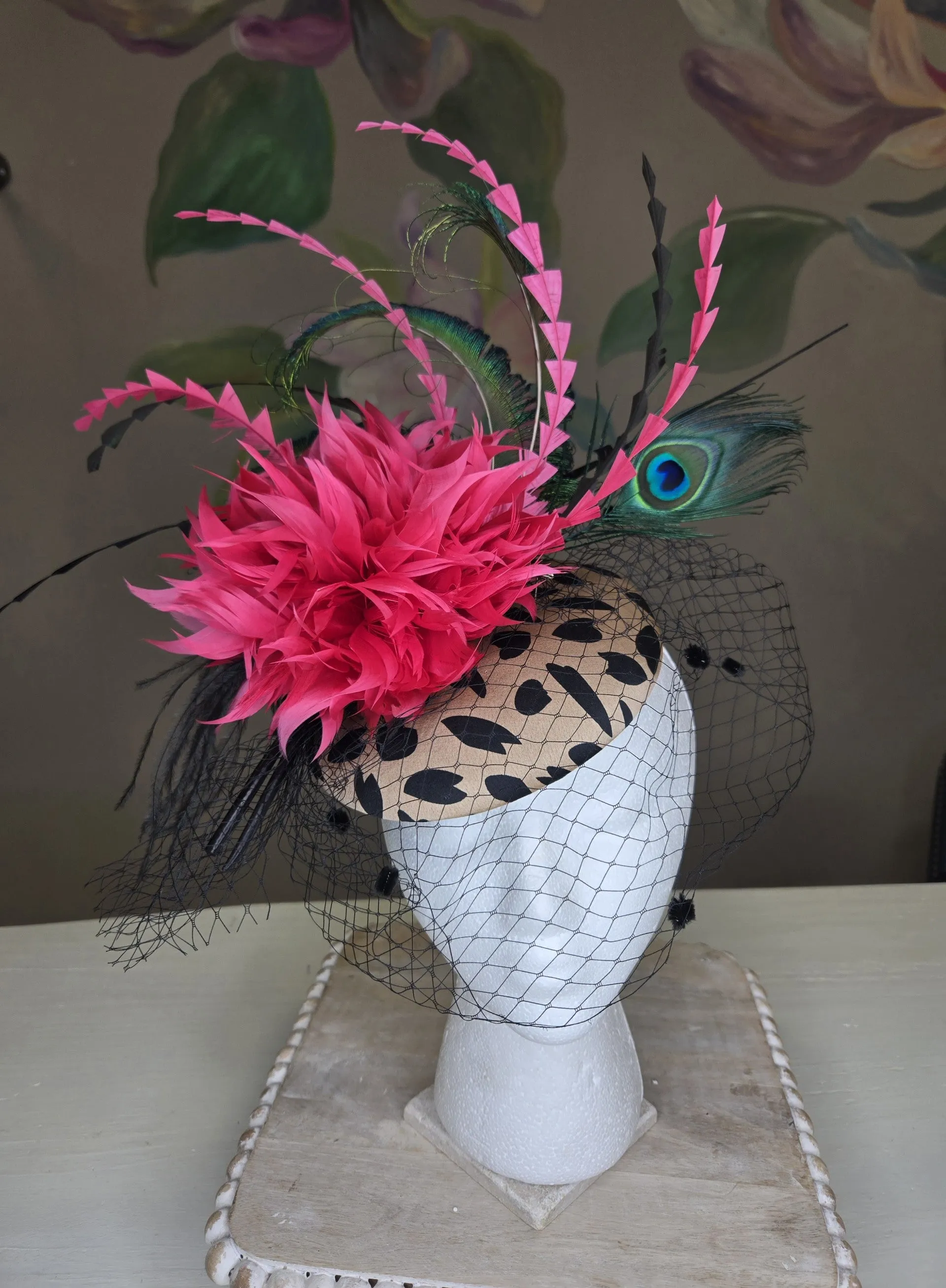 Pink Cheetah Fascinator
