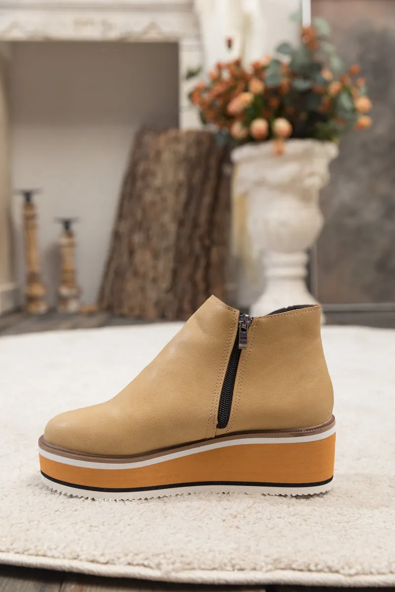 Platform Ankle Boots - Beige