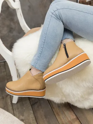 Platform Ankle Boots - Beige