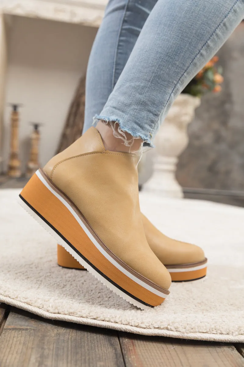 Platform Ankle Boots - Beige