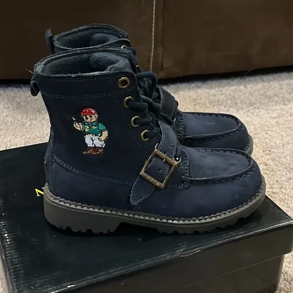 Polo Ralph Lauren Mallet Bear Ranger Hi blue boots boys girls Toddlers Size 5