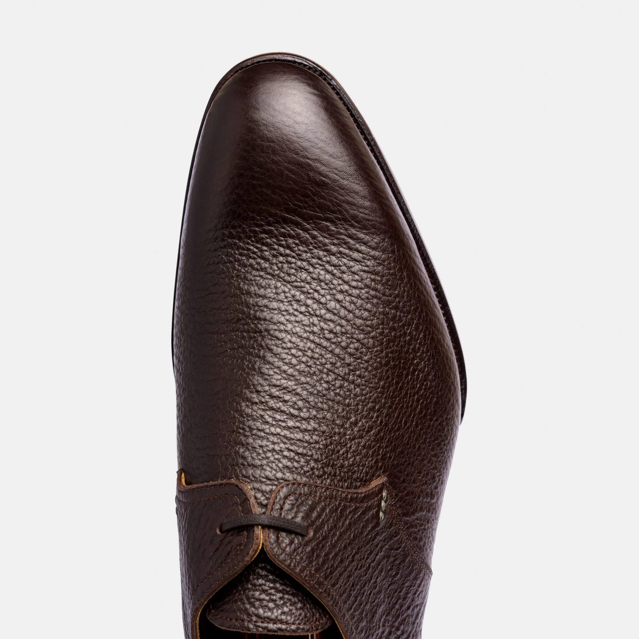Raj Singhs Handcrafted Single Eyelet Derby in Brown Italian Leather