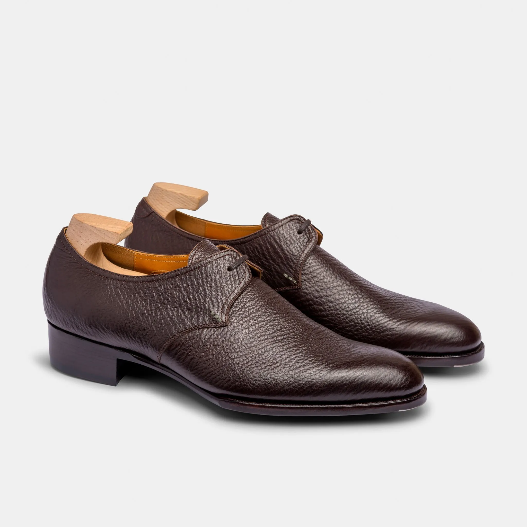 Raj Singhs Handcrafted Single Eyelet Derby in Brown Italian Leather