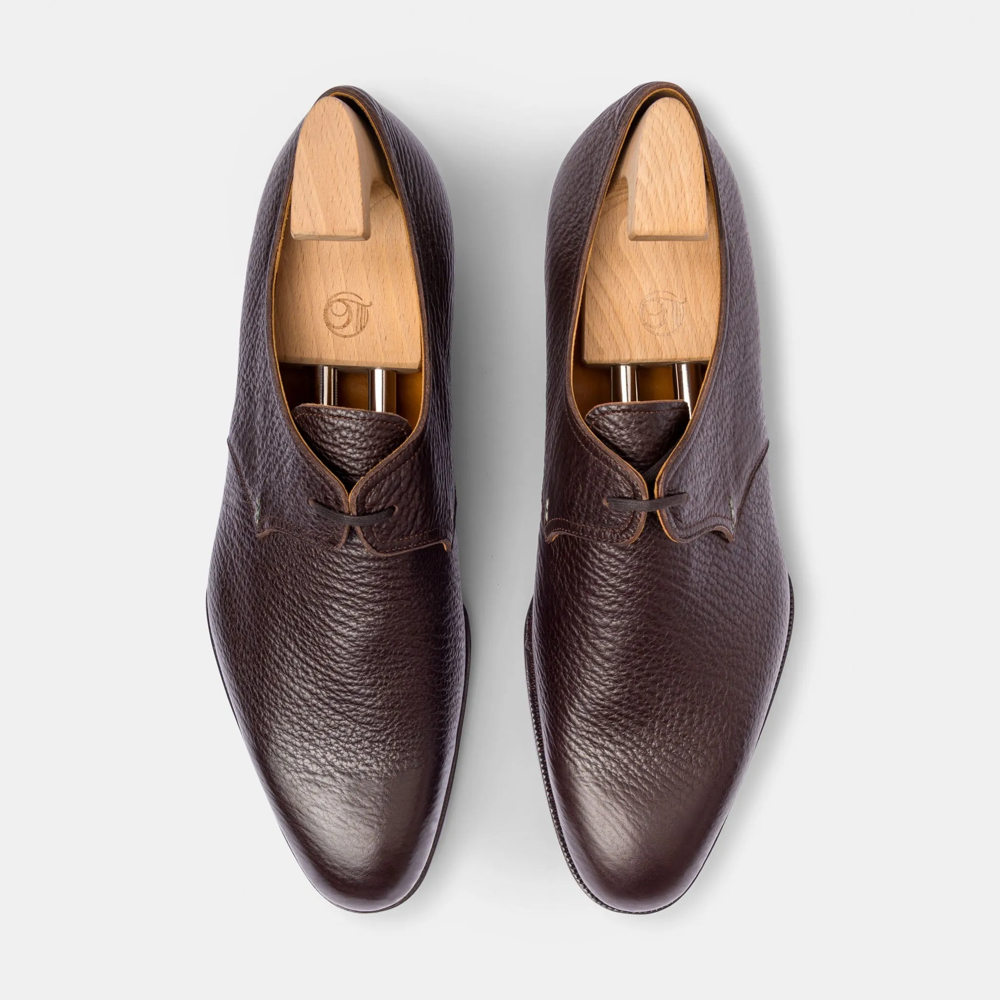 Raj Singhs Handcrafted Single Eyelet Derby in Brown Italian Leather