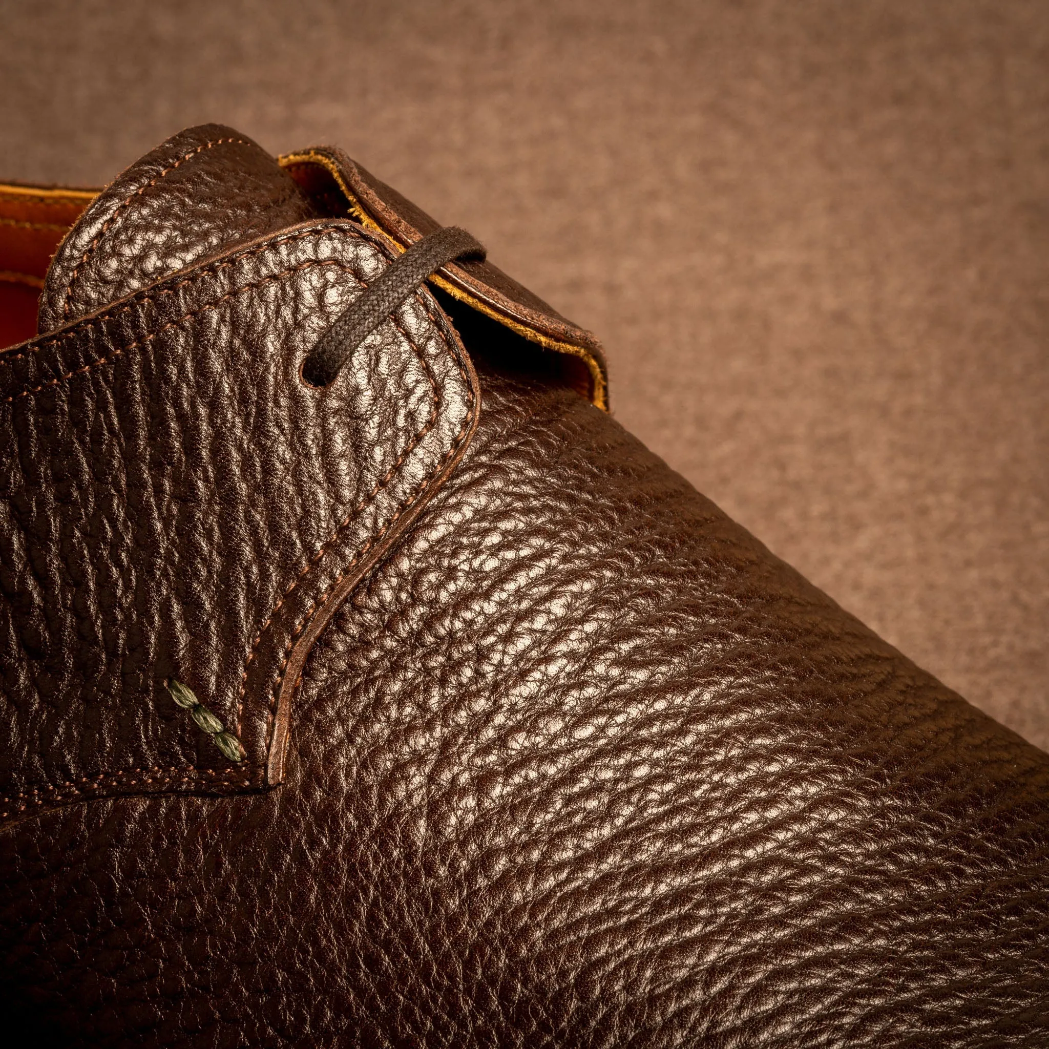 Raj Singhs Handcrafted Single Eyelet Derby in Brown Italian Leather