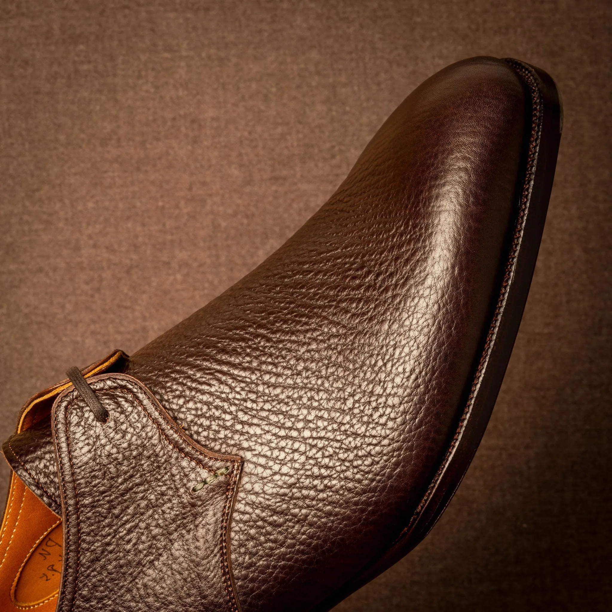 Raj Singhs Handcrafted Single Eyelet Derby in Brown Italian Leather