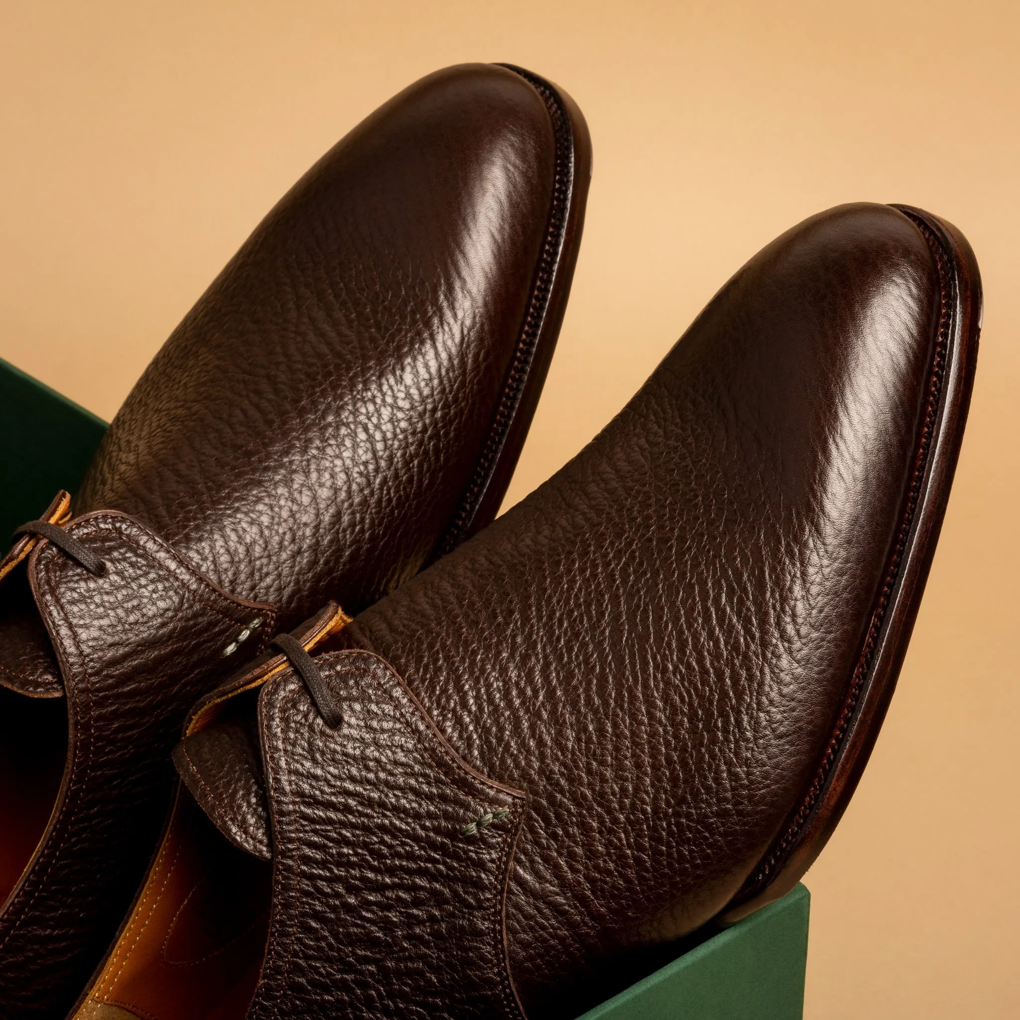 Raj Singhs Handcrafted Single Eyelet Derby in Brown Italian Leather