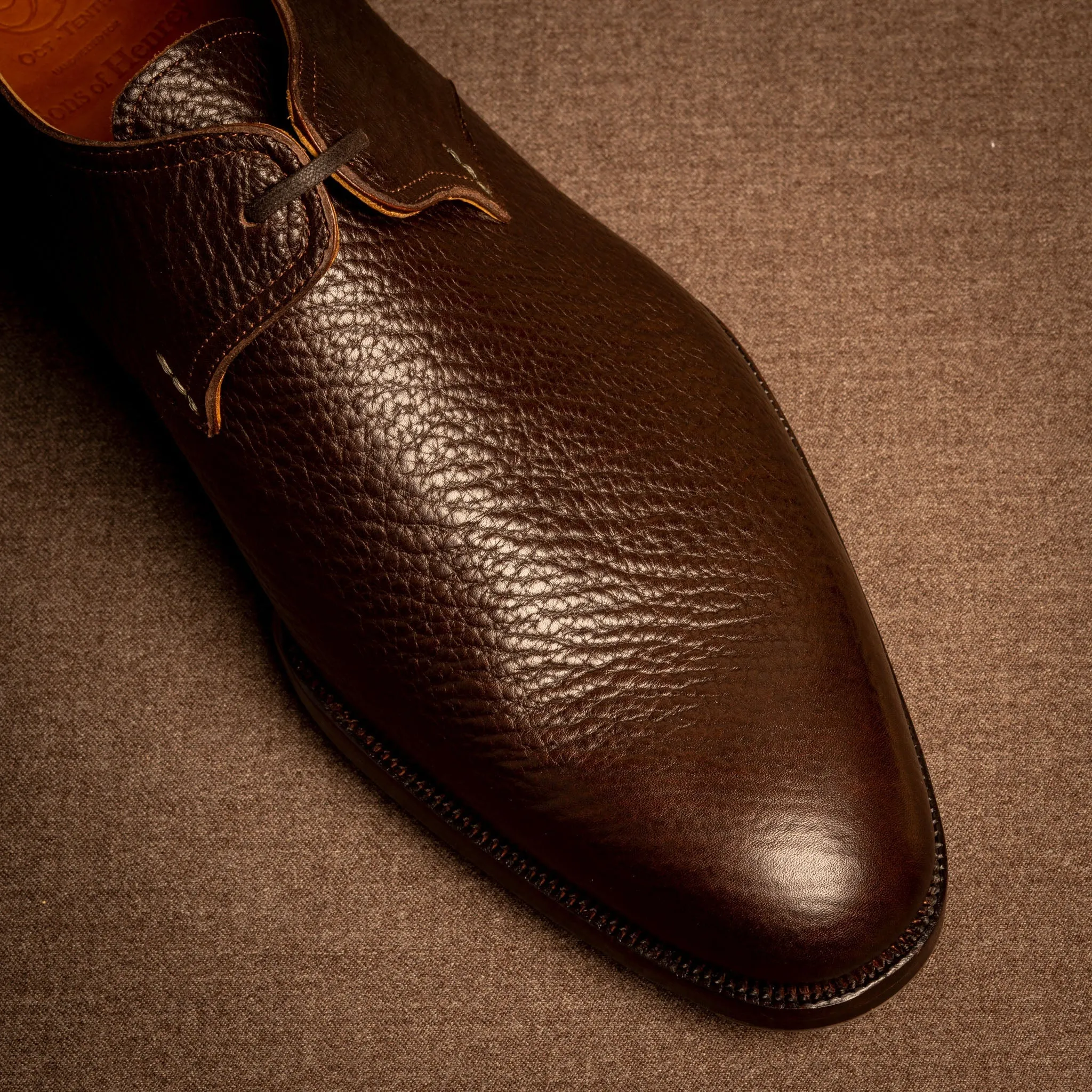 Raj Singhs Handcrafted Single Eyelet Derby in Brown Italian Leather