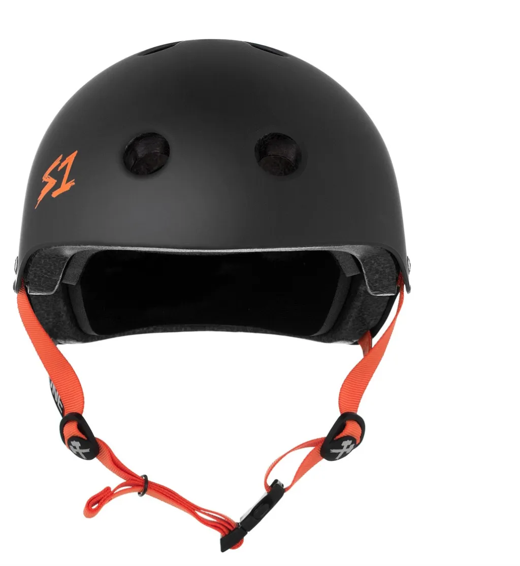 S1 LIFER HELMET - Black Matte with Orange Straps