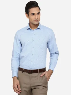 Sky Blue Dobby Regular Fit Formal Shirt | Greenfibre