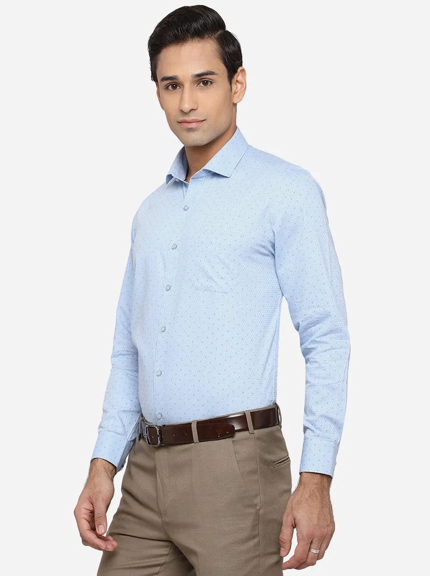 Sky Blue Dobby Regular Fit Formal Shirt | Greenfibre