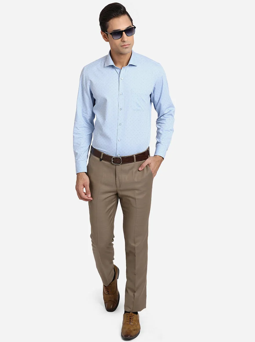 Sky Blue Dobby Regular Fit Formal Shirt | Greenfibre