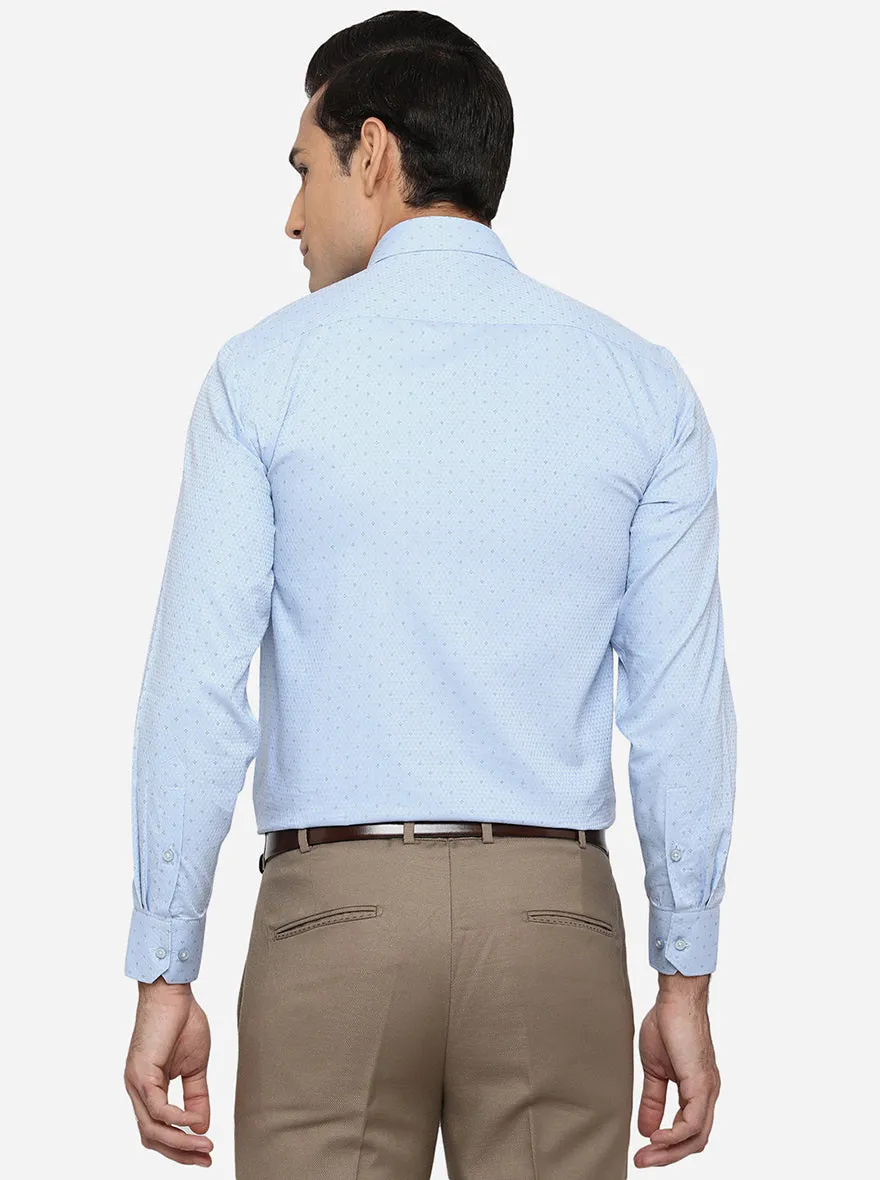 Sky Blue Dobby Regular Fit Formal Shirt | Greenfibre
