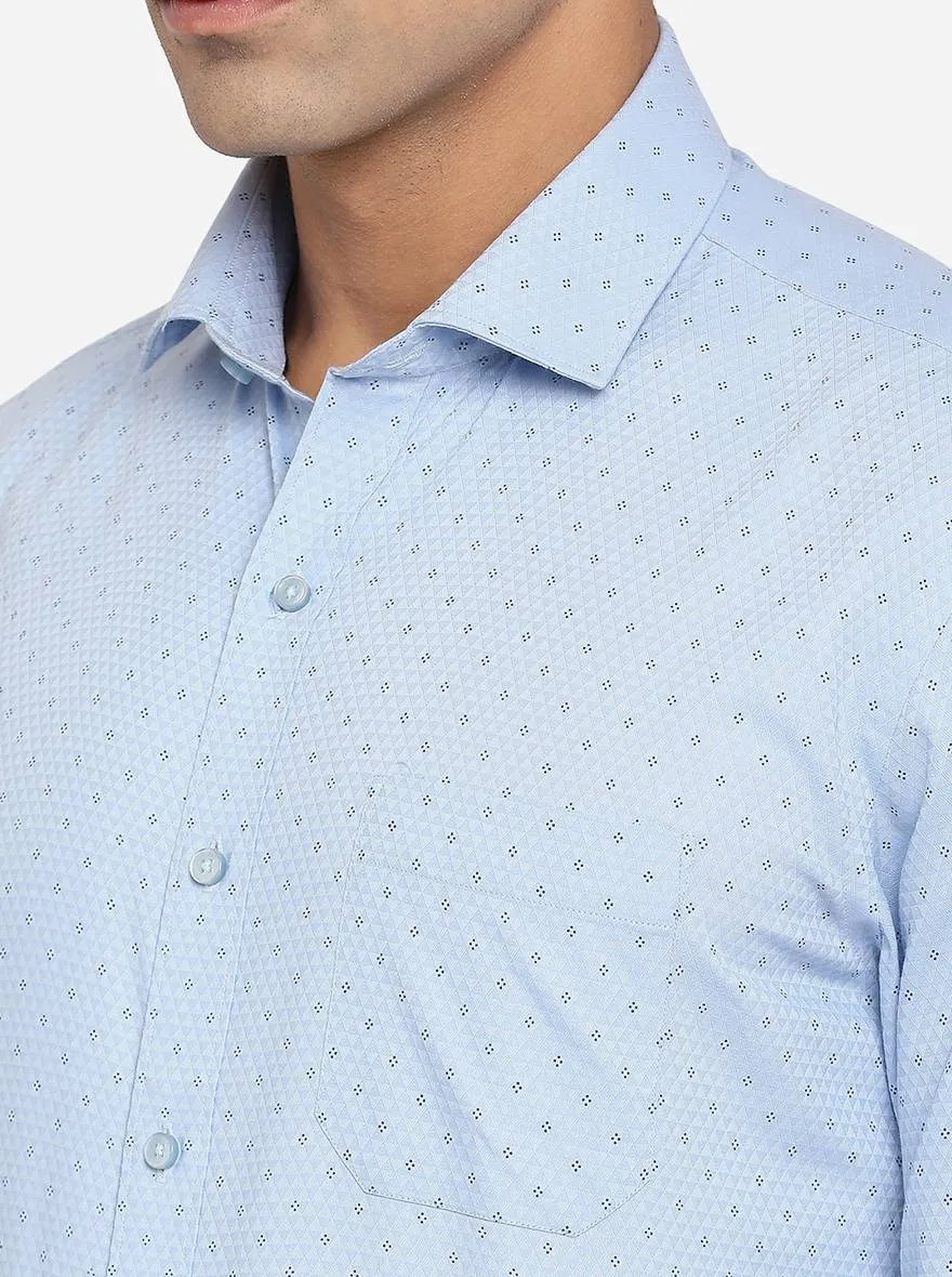 Sky Blue Dobby Regular Fit Formal Shirt | Greenfibre