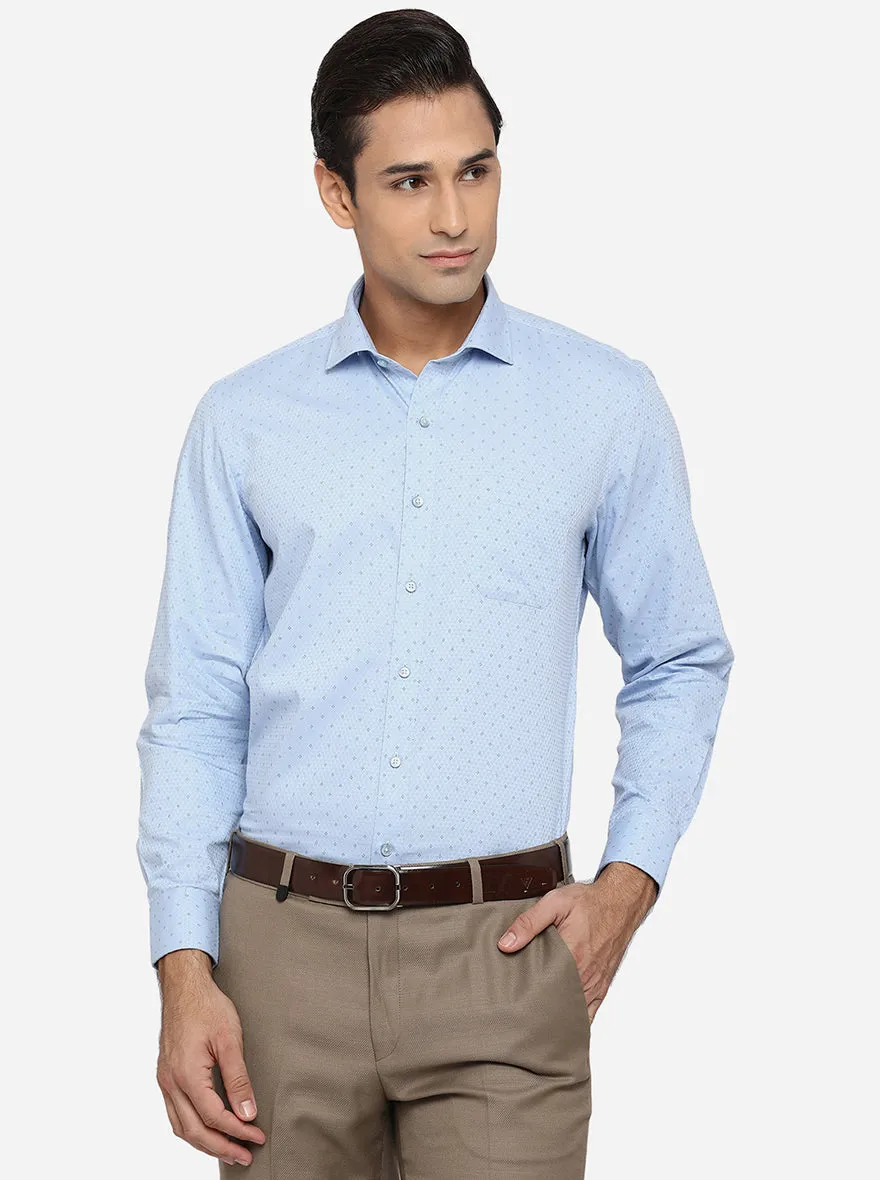 Sky Blue Dobby Regular Fit Formal Shirt | Greenfibre