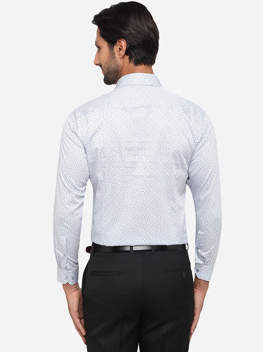 Sky Blue Printed Slim Fit Formal Shirt | Greenfibre
