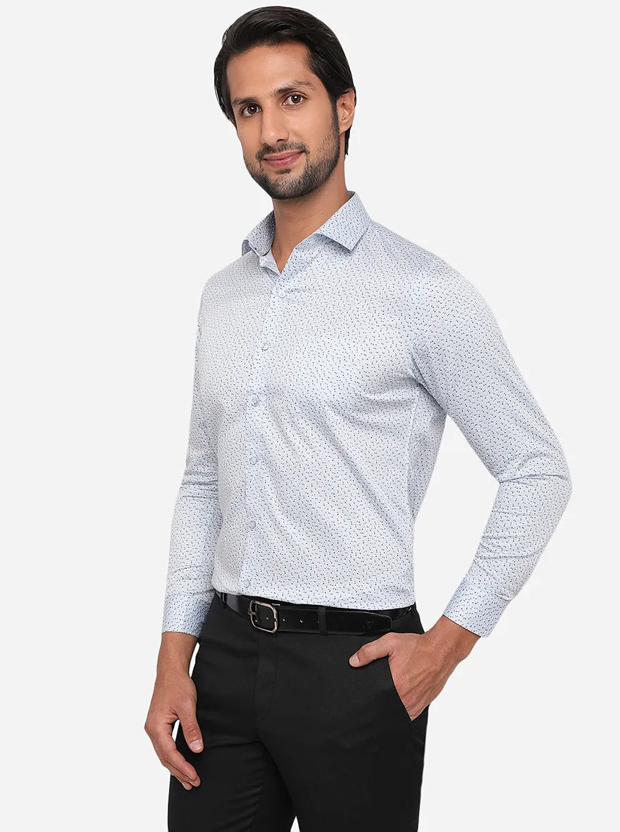 Sky Blue Printed Slim Fit Formal Shirt | Greenfibre
