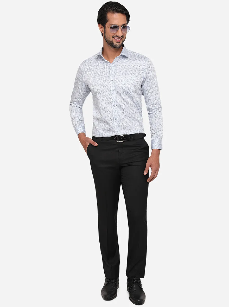 Sky Blue Printed Slim Fit Formal Shirt | Greenfibre