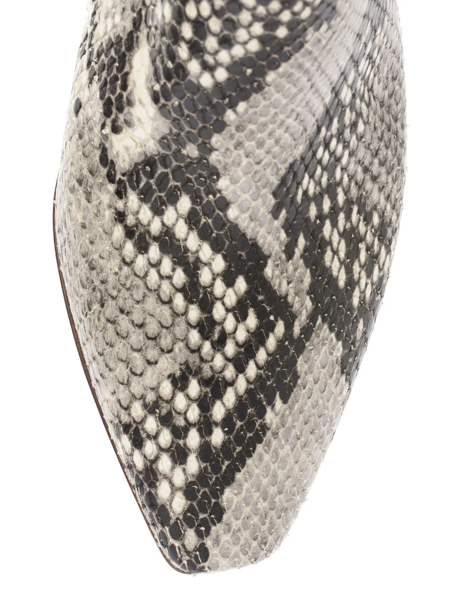Snake-Embossed Ankle Boots - Beige / Orange