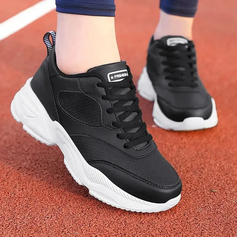 Sports Jogging Shoes  Leather Waterproof Running Shoes Women Lightweight Soft Casual Sneakers