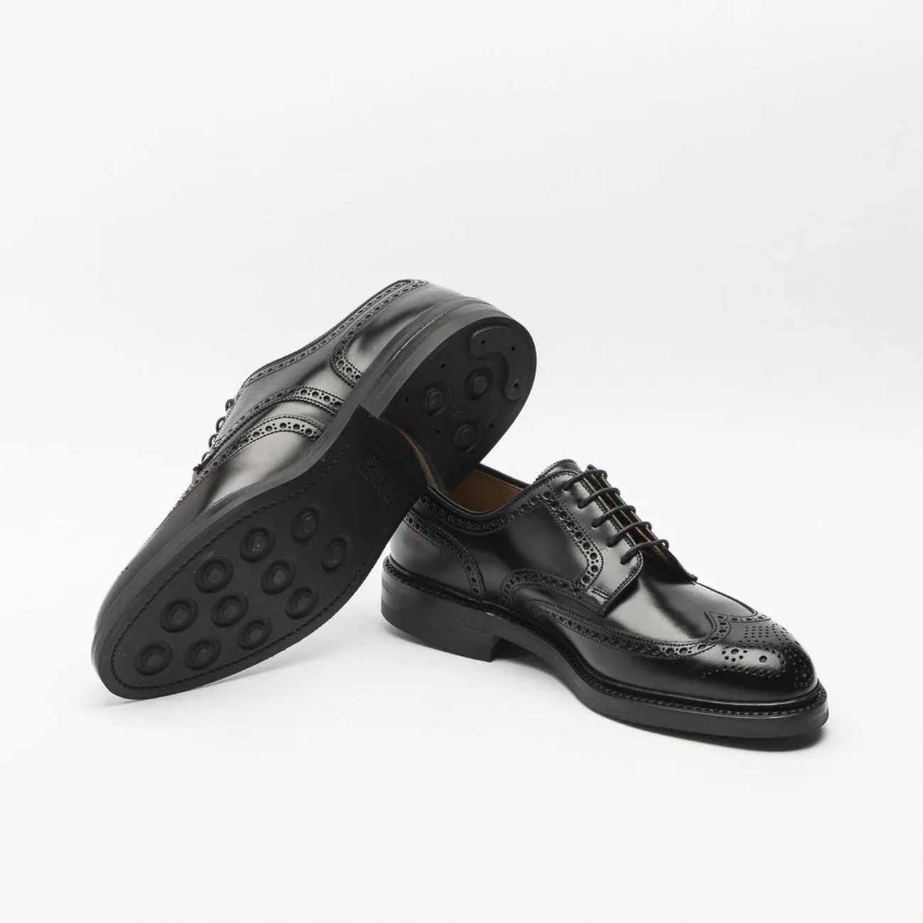 Stringata derby Crockett & Jones Pembroke in pelle spazzolata nera