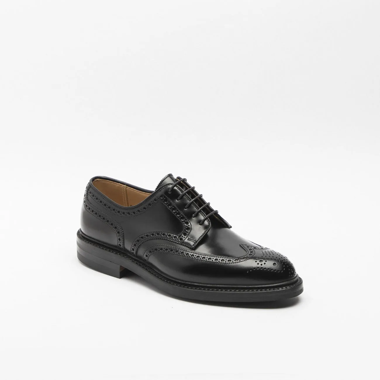 Stringata derby Crockett & Jones Pembroke in pelle spazzolata nera