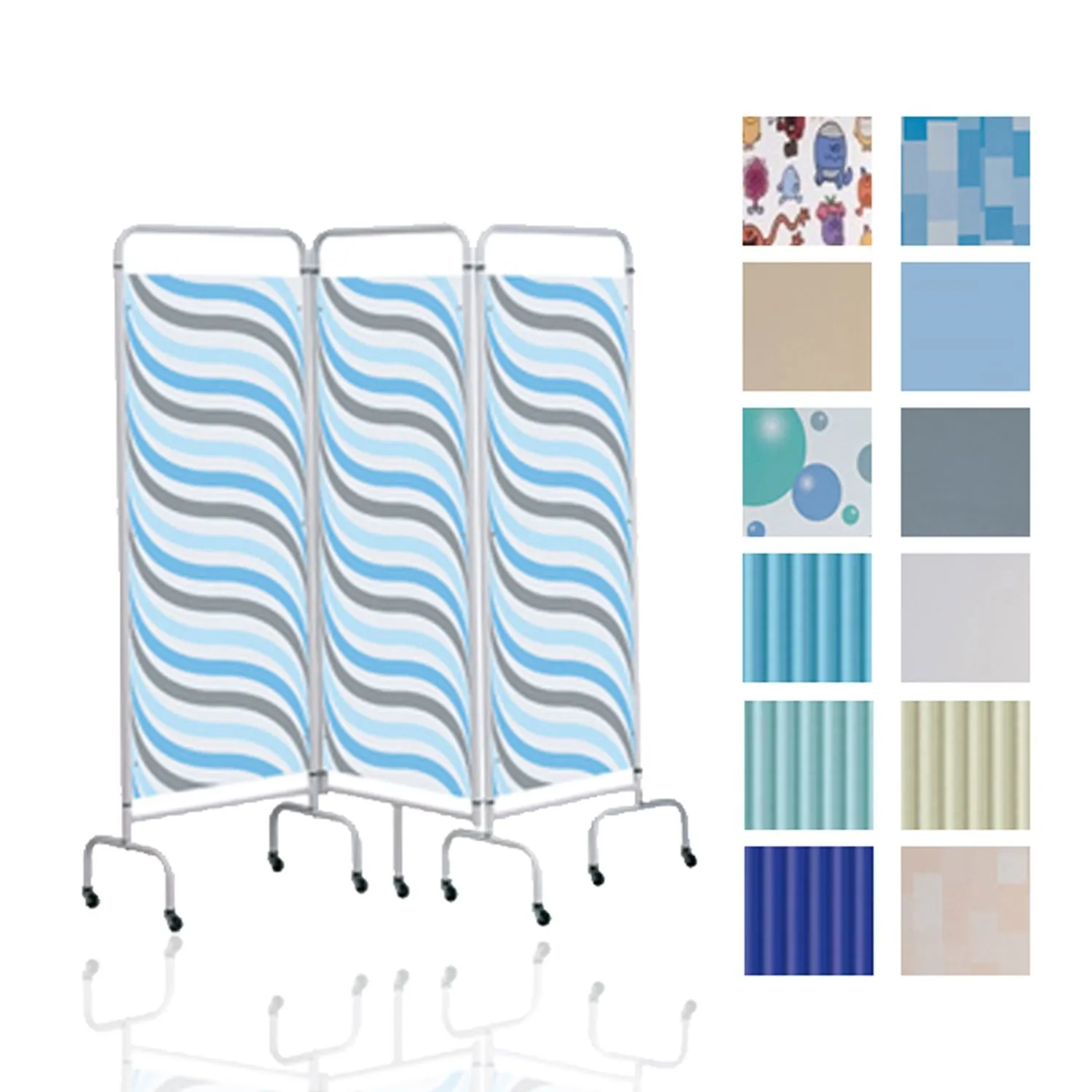 Sunflower 3 Section Mobile Folding Screen with Hygienic Disposable Curtains