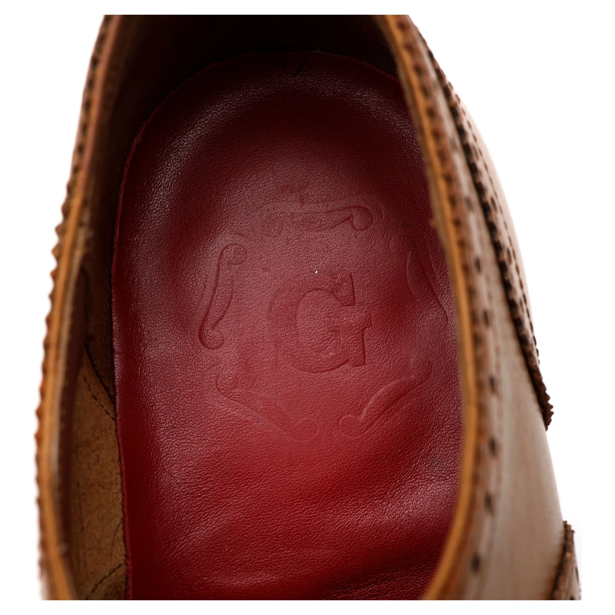 'Tom' Tan Brown Leather Oxford Semi Brogues UK 7.5 F