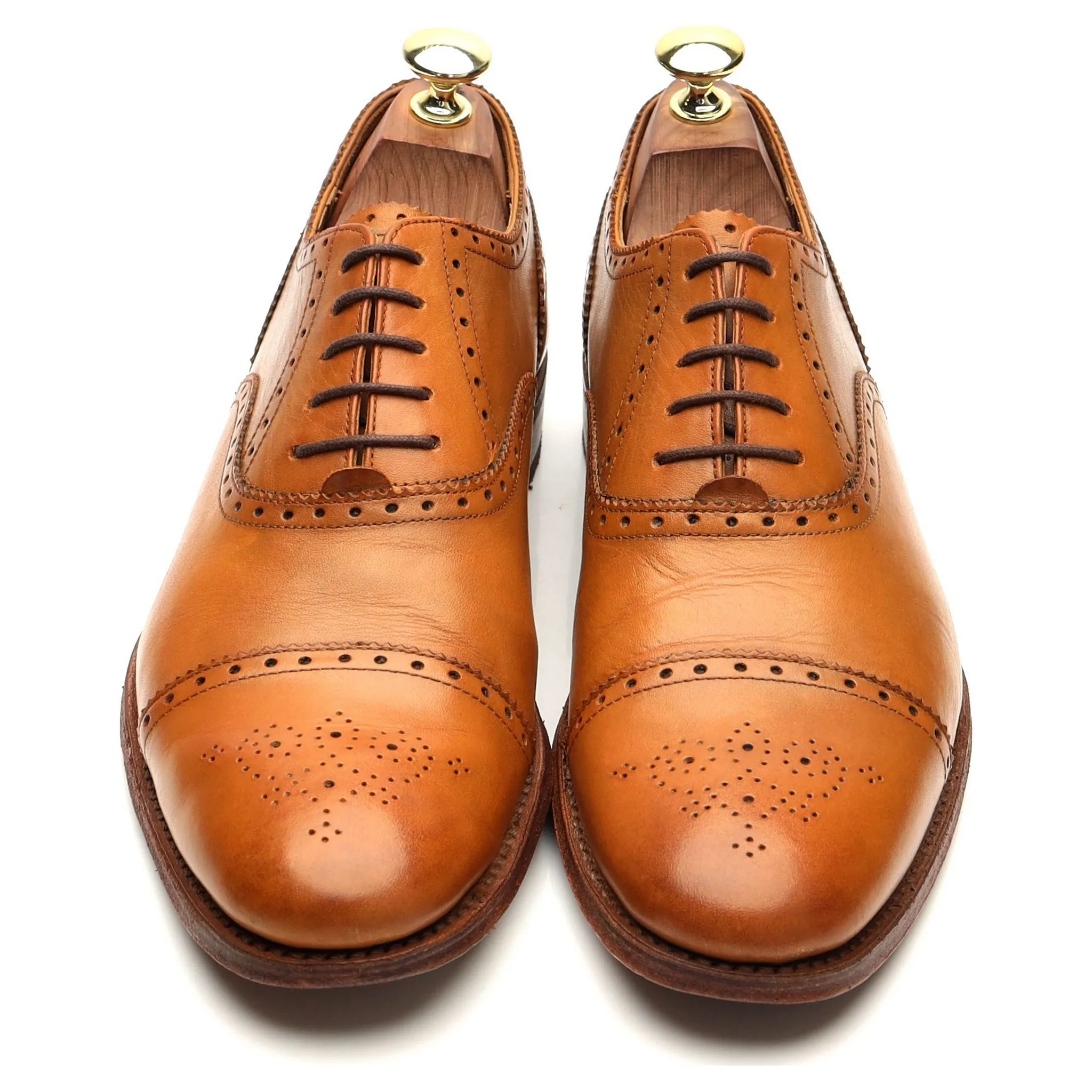 'Tom' Tan Brown Leather Oxford Semi Brogues UK 7.5 F