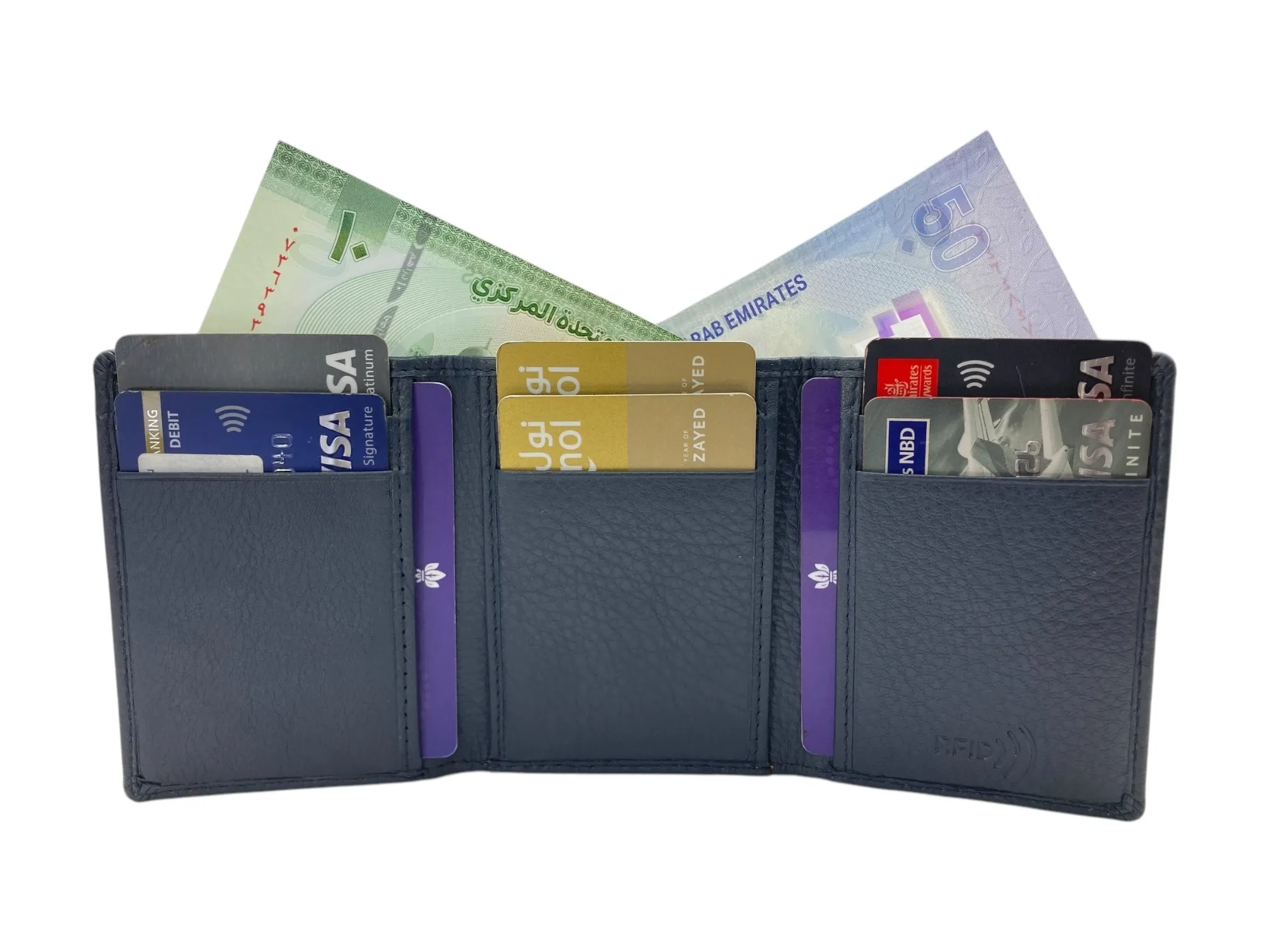 Trifold Wallet RFID Slim Wallets 10 Card Double Stitch # 1539A [EL.LOOP]