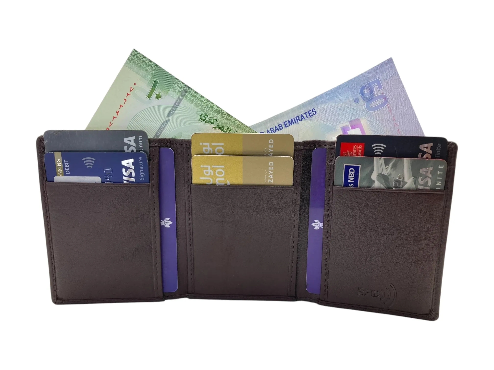 Trifold Wallet RFID Slim Wallets 10 Card Double Stitch # 1539A [EL.LOOP]