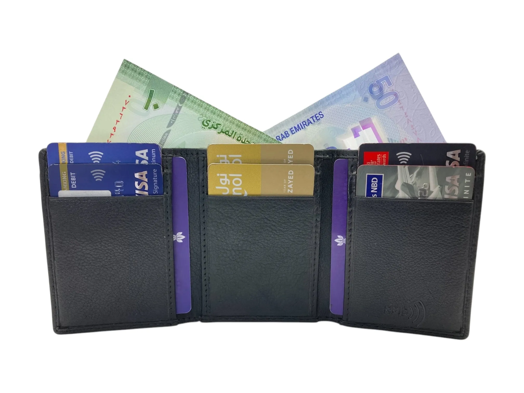 Trifold Wallet RFID Slim Wallets 10 Card Double Stitch # 1539A [EL.LOOP]