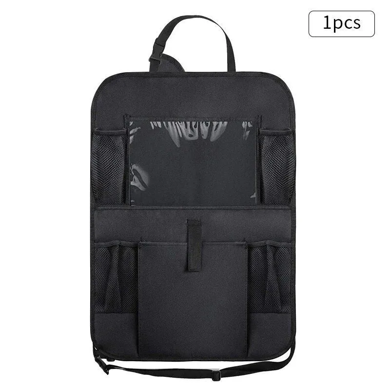 Universal Car Seat Back Organizer with Anti-Kick Mat & Waterproof Protection